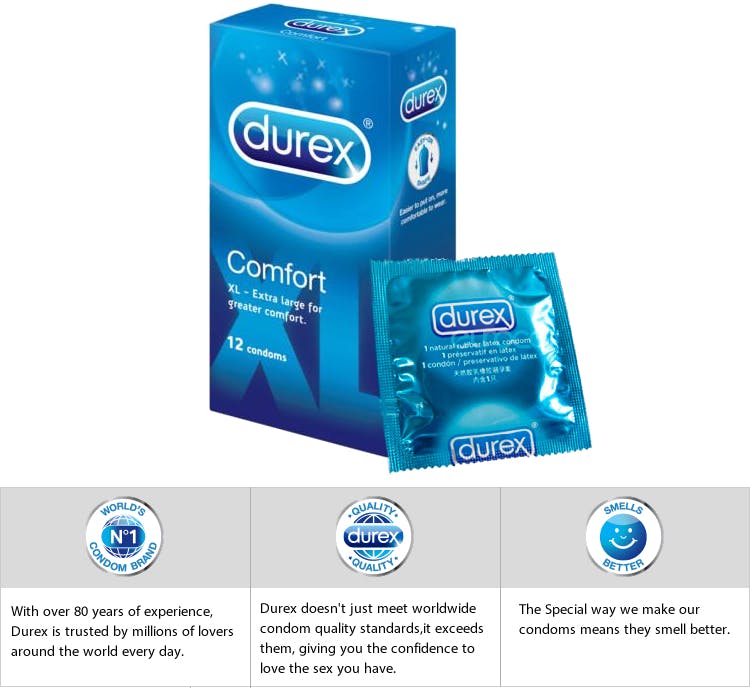 Durex Comfort XL are comfortable extra large condoms, providing better comf...